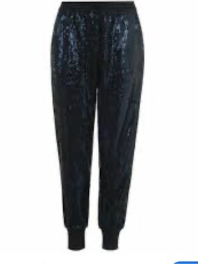 Kendall & Kylie Black Sequin Jogger Pants 0512